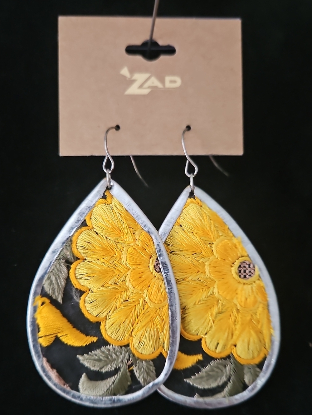 Floral Embtoidered Dangle Earrings